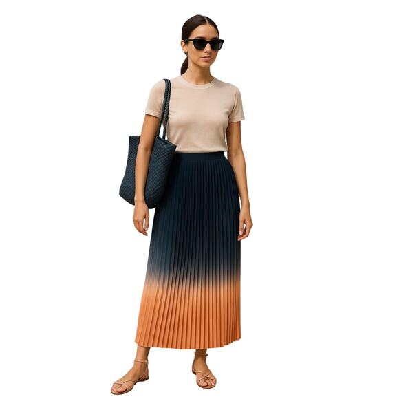 ❌SOLD❌Cynthia Rowley Gradient Pleated Maxi Skirt Small - Picture 1 of 9